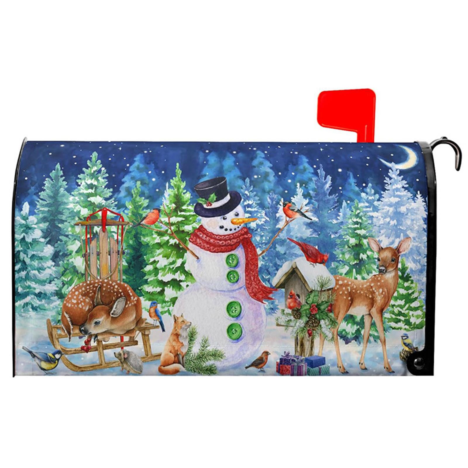 

Xmas Mailbox Dust Cover Anti-Scratch Christmas Letter Box Cases Decorative Post Box Cover Wraps for Home Garden Outside Decor