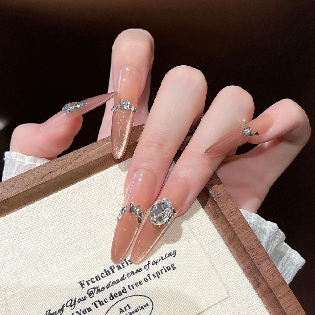Cat's Eye Wearing Nail Pure Hand-made Nail Piece Fake Nail Wearing Nail Piece Advanced Sense Thin Dog Long