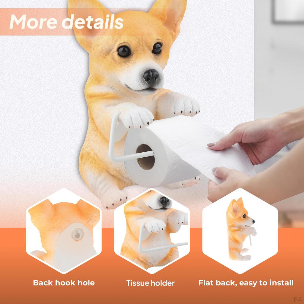 Creative Cartoon Animal Shape Tissue Wall Mounted Rack, Toilet Holder, Resin Paper