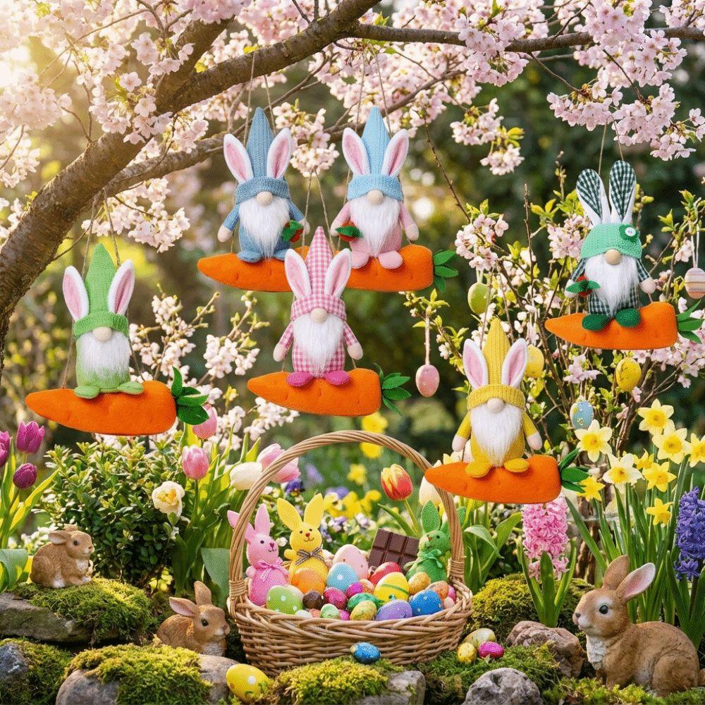 Colorful Rabbit Gnome Ornament Plush Rabbit Doll Toy Cute Faceless Plush Doll Home Decor