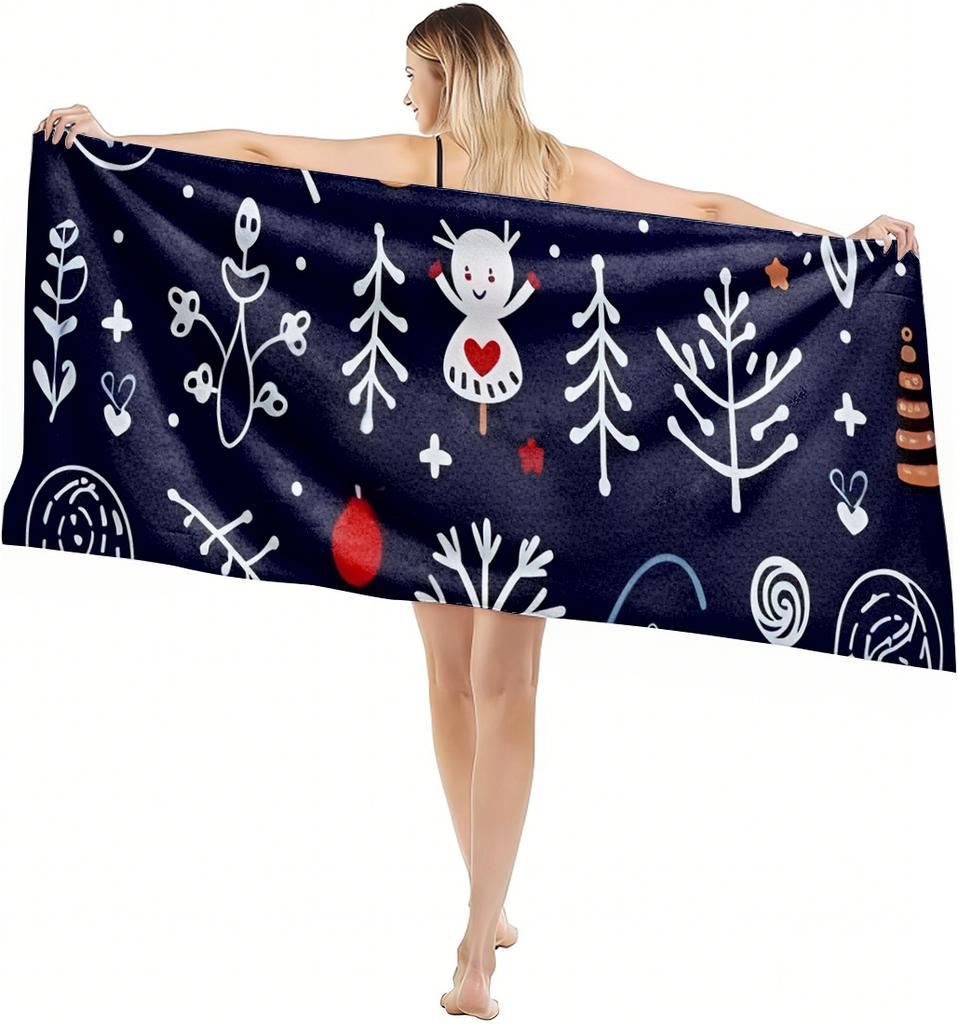 1PC Towel Cute Cat Flowers Pattern for Family or Friends Gifts Quick-Dry Beach Towel For Yoga Tourism Beach GYM Camping Swimming