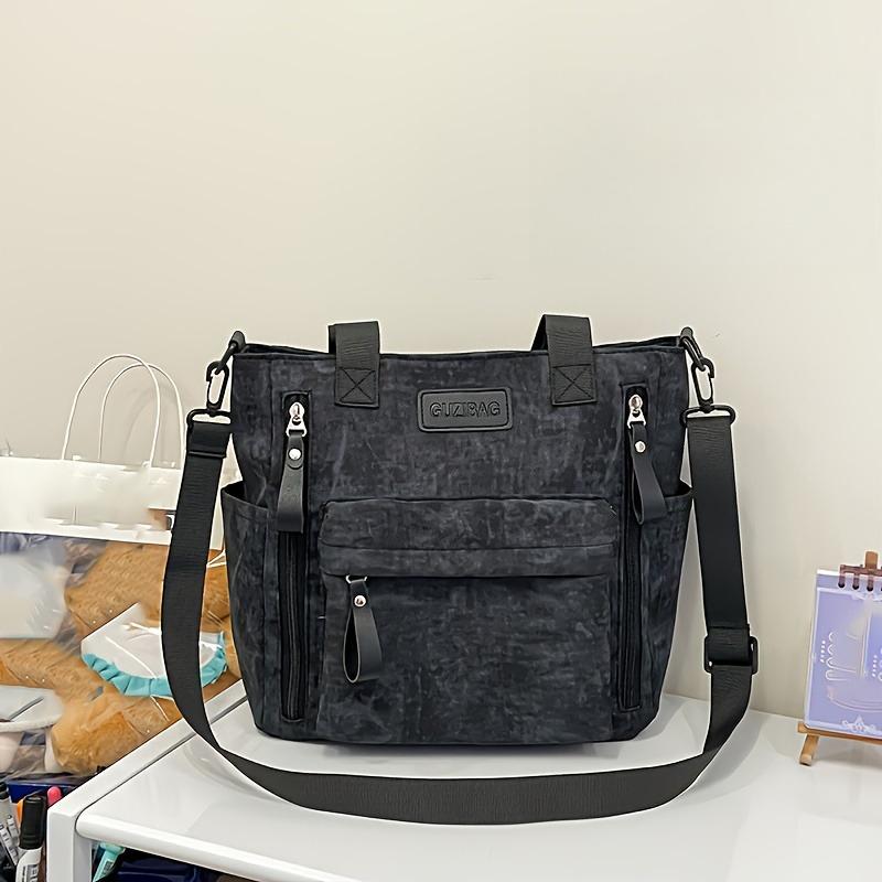

Japanese Style Large Capacity Nylon Shoulder Bag for Students Cute Bear Crossbody Messenger Tote Lightweight Commuter Book Bag чёрный