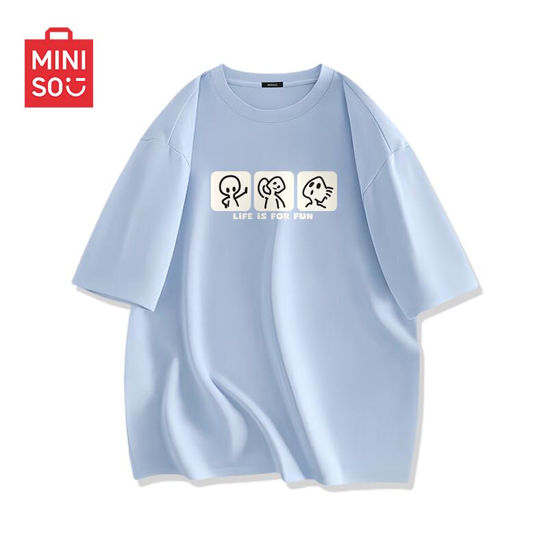 MINISO Men s Pure Cotton Oversized Graphic T-Shirt L