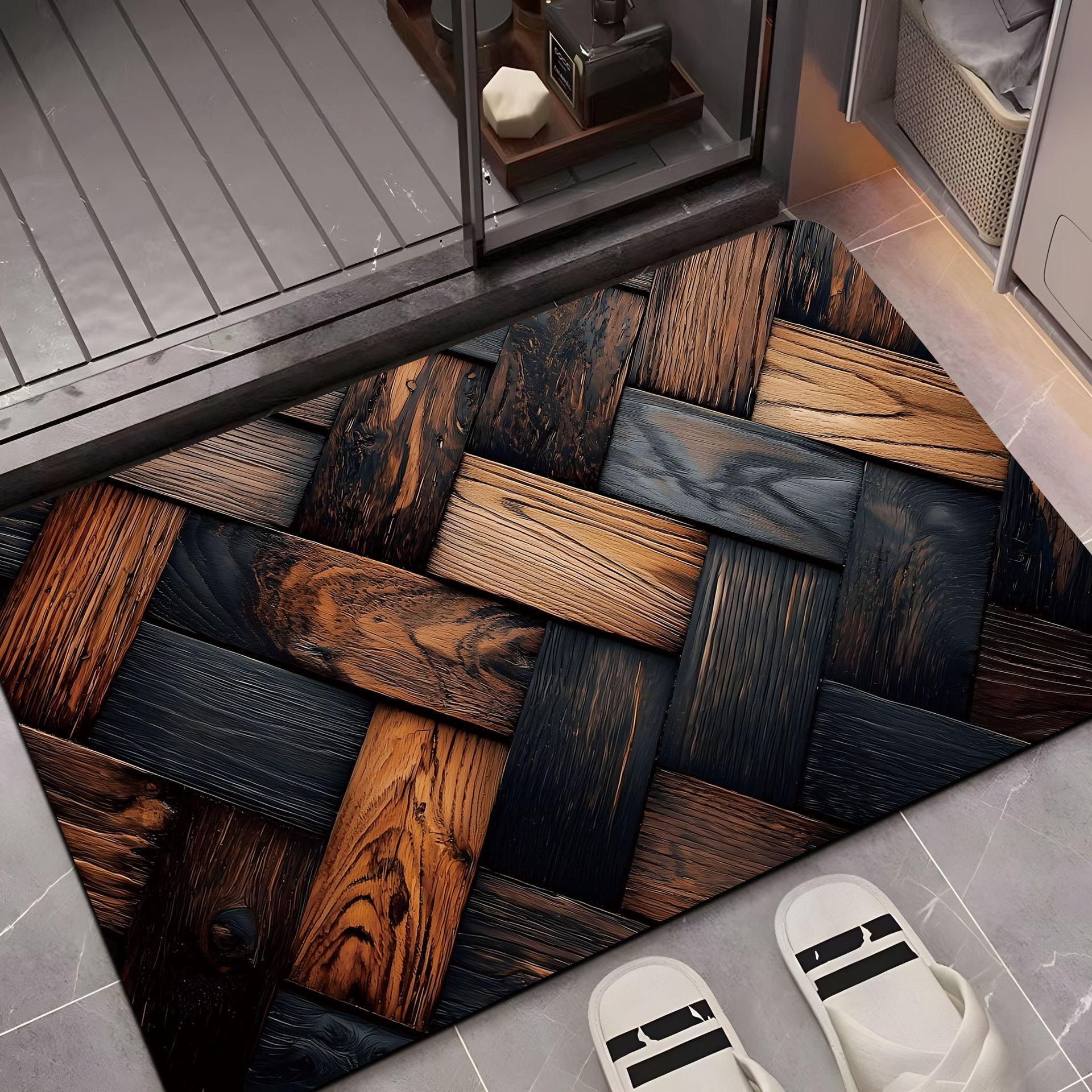 

Квадратные визуальные напольные коврики, водопоглощающие и противоскользящие коврики для ног для домашних ванных комнат, подходят для спален, кухонь и ванных комнат 60*90cm