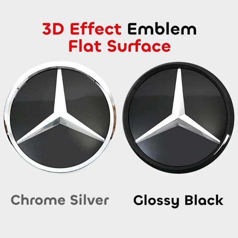 Car Front Grill Emblem Star Badge 3D Mirror OE Style Flat Surface For Mercedes Benz W245 W204 X204 B180 B200 B250 C280 C300 C350
