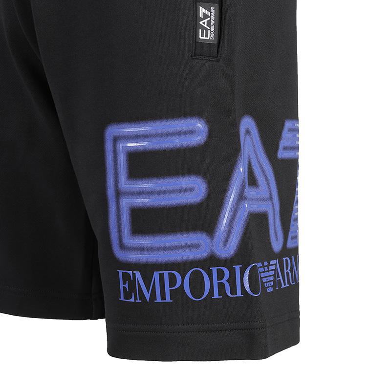 Emporio Armani EA7 SS24 Logo Print Loose Bermuda Casual Shorts Men shorts Black 3DPS76-PJSHZ-1200