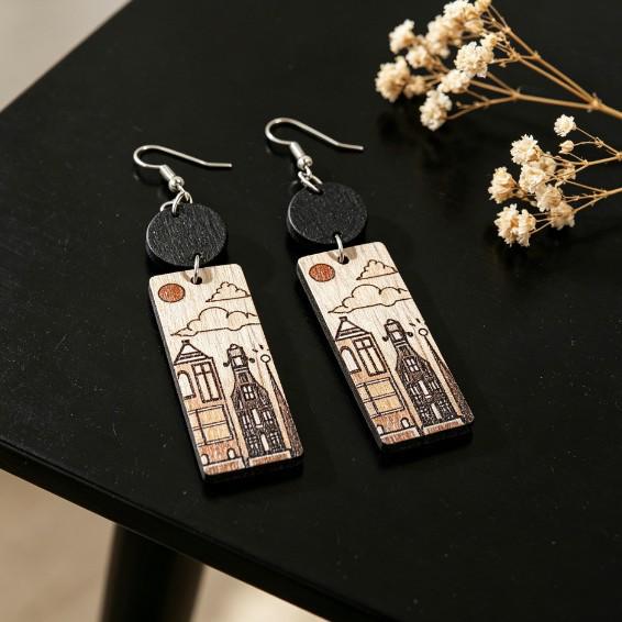 New Ethnic Style Geometric Print Versatile Earrings