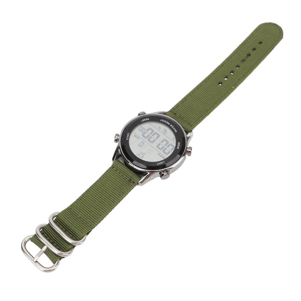 Men Digital Sports Watch Waterproof Alarm Countdown Dual Time Zone Nylon Strap Digital Watch with