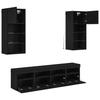 Wall Mounted TV Unit with LED Lighting 5 Pcs Black Oak Effect