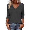 Women's V Neck 3/4 Sleeve Tops Casual T Shirts Basic Summer Tees Loose Fit Fall Pullover Tunic