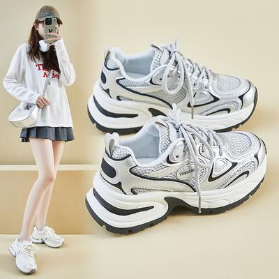 New Dad Shoes for Women In Spring Student Sports Running Casual Shoes Thick Sole Height