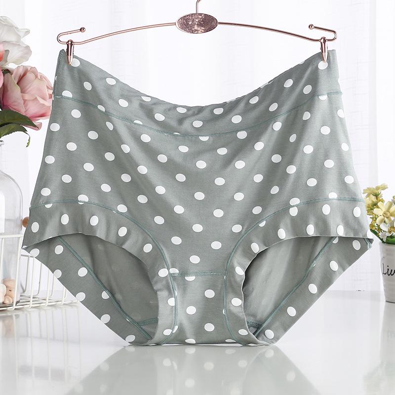 Zestaw 4 szt. Damskie Majtki Plus Size z Wysokim Stanem z Modalnu - Oddychające, Wygodne, W Kropki