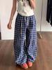 2026 Summer Women's Plaid Patchwork Scalloped Pants