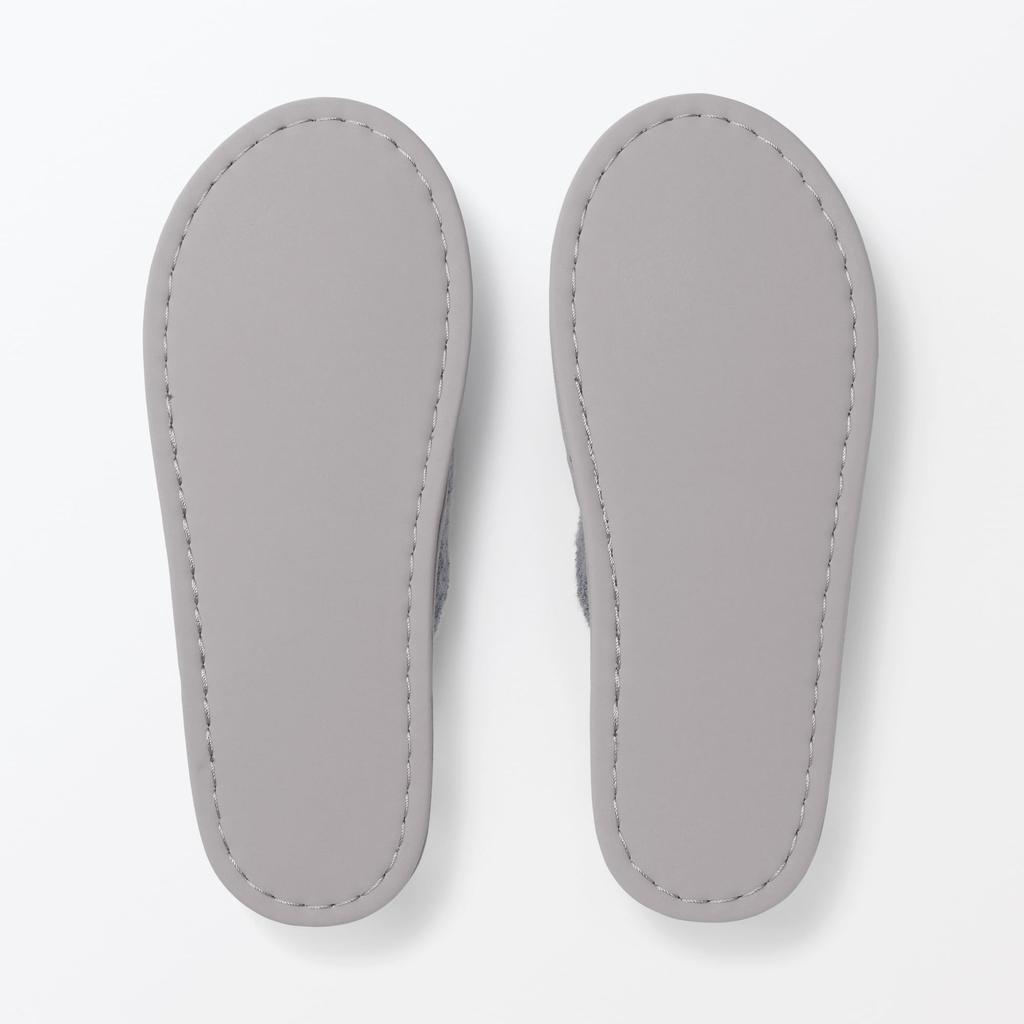 MUJI Washable Cotton Tile Open Charcoal Size 84770432 Slippers, Front, Gray, L,