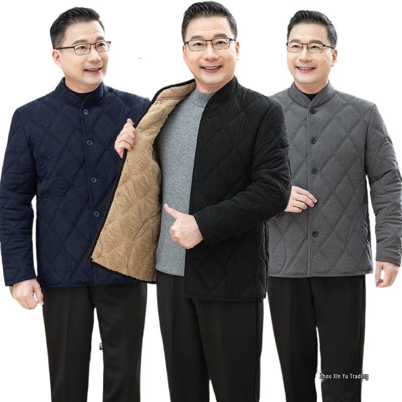 Men's Winter Thickened Silk-Cotton Jacket for Middle-Aged & Elderly
