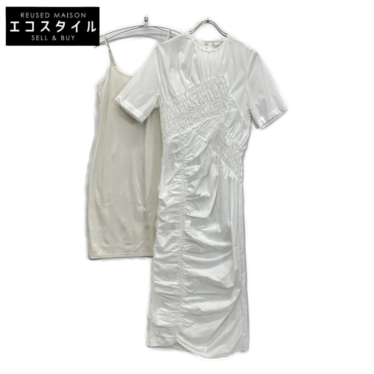 

CLANE 25 Stainless Steel 18112-5182 White Random Shirring One Piece dress 1 whiteUsed