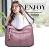 Retro Soft Leather Shoulder Bag Multi Pocket Solid Color Crossbody Bag Perfect for Business Trips Grocery Shopping