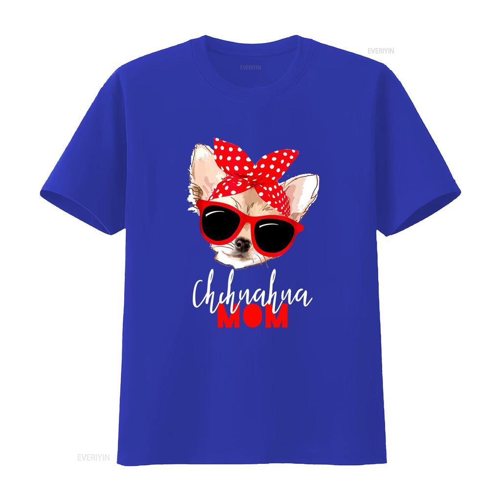 Chihuahua Mom T Shirt Funny Dog Design with Sunglasses and Bandana Perfect for Lovers Vintage Washed Designer Clothes Stylish