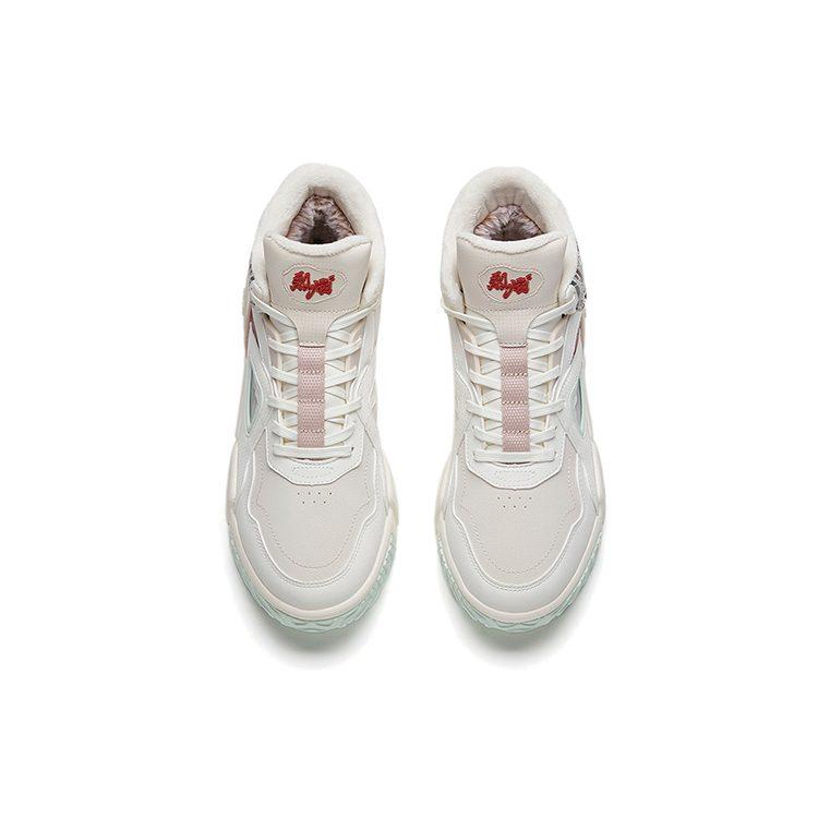 Anta Life Collection Slip Resistant Abrasion Resistant High top Skateboard Shoes Women's White Red 122148902-3