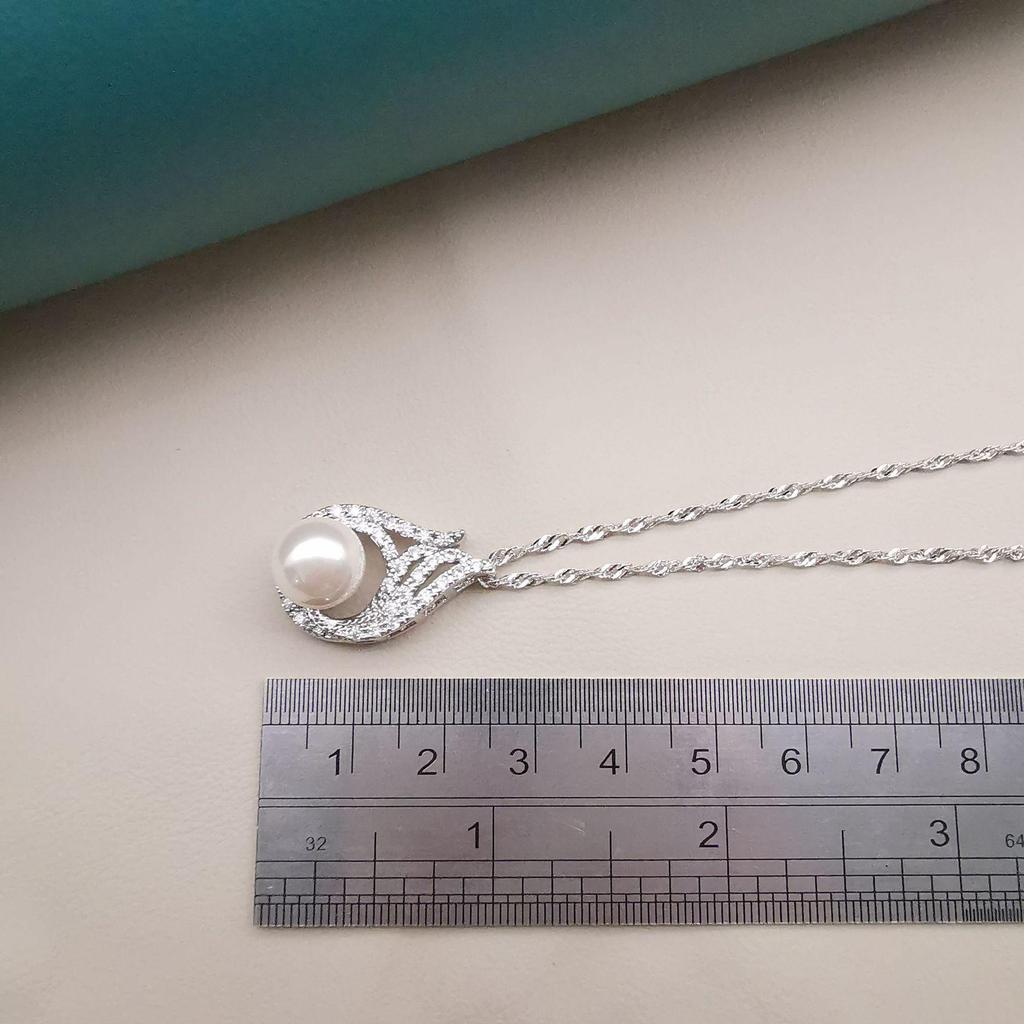 European & American Luxury Zircon Pearl Jewelry Set: Necklace, Earrings, Ring