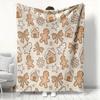 Christmas Gingerbread Man & Cookie Pattern Fleece Blanket Cozy Throw Blanket for Couch Bed Blanket with Gingerbreadfor Home Gift