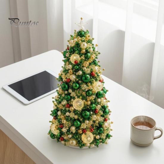 Crafting Kit for Beginners DIY Beaded Christmas Tree Kit, Handmade PVC Glitter Craft Easy Bead Set, To Assemble Art Kids And Adults Supplies