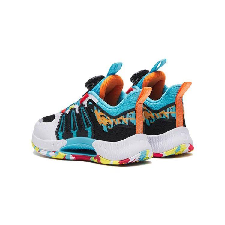 Anta Qingkuang 2 Durable Rebound Low-Top Basketball Shoes Kids sneaker Black White Blue 312319910-2