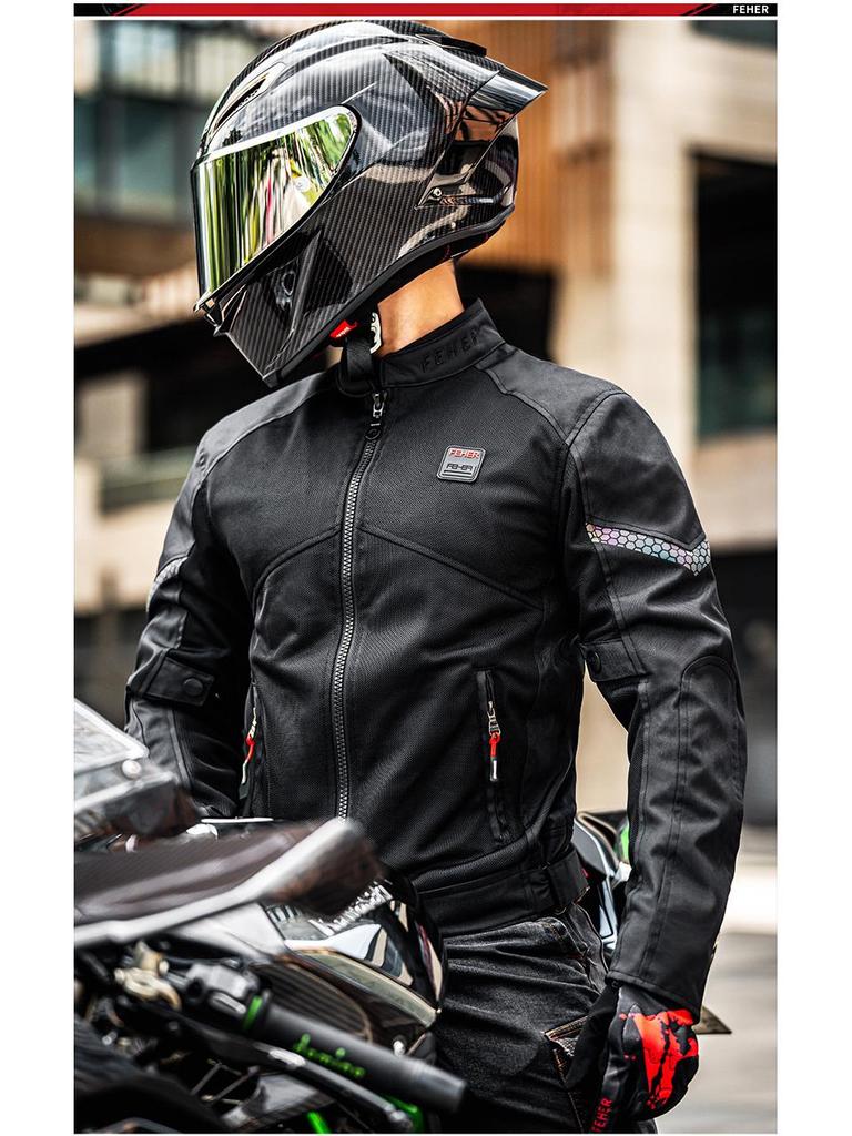 FEHER Summer Mesh Motorcycle Jacket: Breathable, Anti-Fall Riding Suit for Men and Women