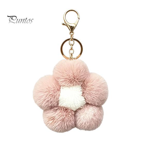 Aesthetic Handbag Pendant Plush Flower Keychain for Handbags, Five-petal Bag Charm, Backpack Hanging Accessory Fluffy Women