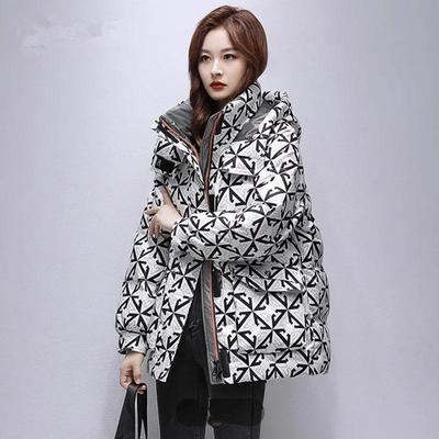 Cappotto Caldo Invernale da Donna Stampato Lungo Personalizzato Largo con Cappuccio