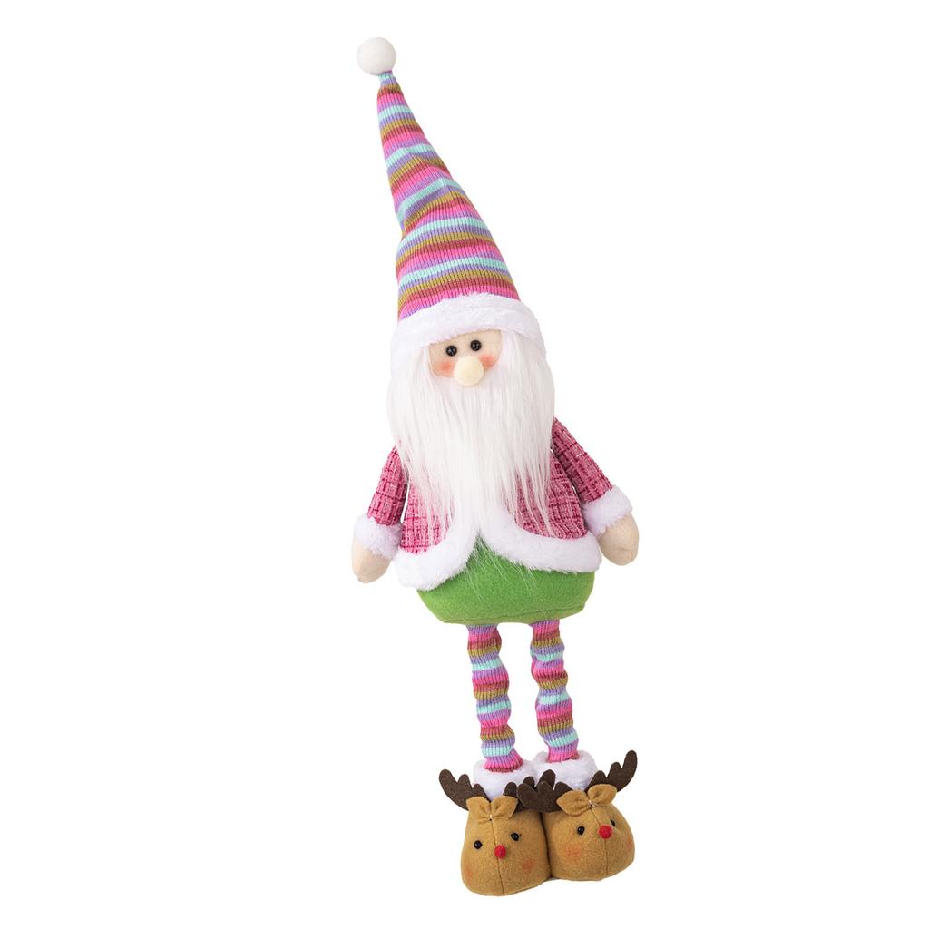 Christmas Standing Doll with Extendable Legs Plush Santa/Snowman Decoration Handmade Holiday Tabletop Display Ornament
