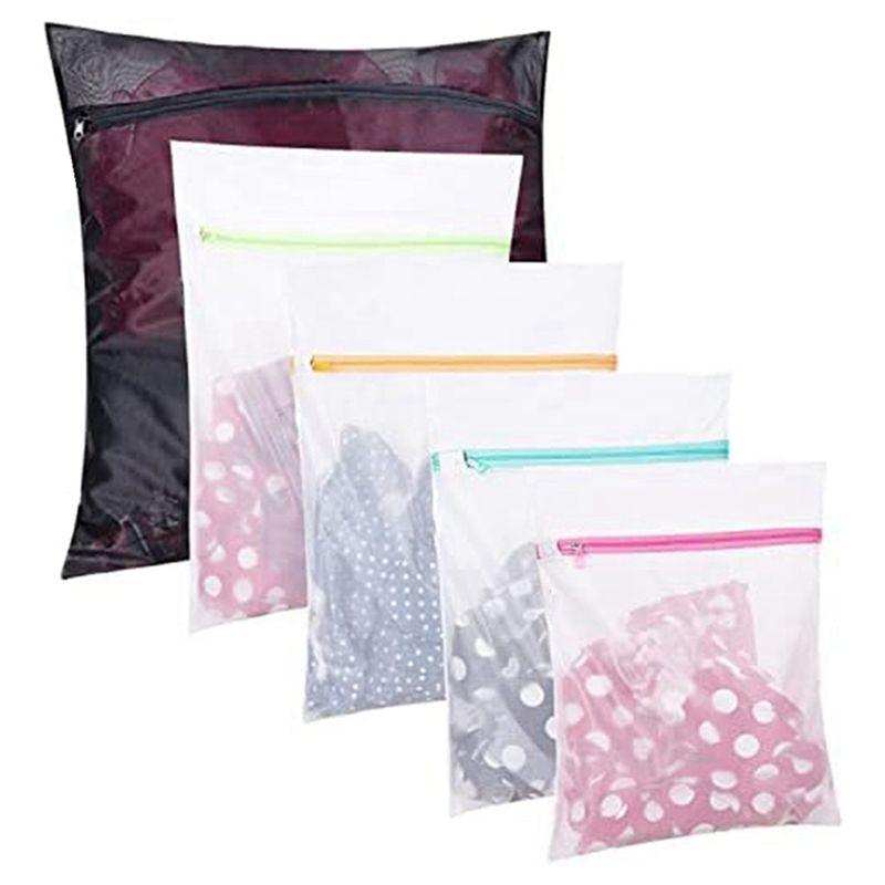 

ABJI-Set Of 5 Mesh Laundry Bags-1 Extra Large, 2 Big & Medium For Blouse, Hosiery, Stocking