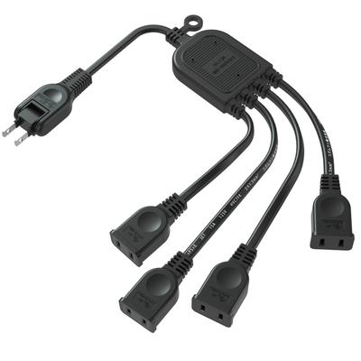 FUMITAKE Nätadapter Grenuttag med 4 uttag 2-pols Förlängningssladd, 0,5 m, VitSvart, med isoleringsskydd, Roterbar kontakt, Köldtålig, Värmetålig,