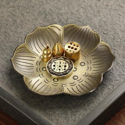 Realistic Incense Burner Alloy Lotus Portable Shape 9 Holes Incense Stick Holder