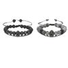 Gothic Helmets Bracelet Adjustable Bangle Suitable for Men Featuring Natural Lava Stone Beads and Adjustable Strap