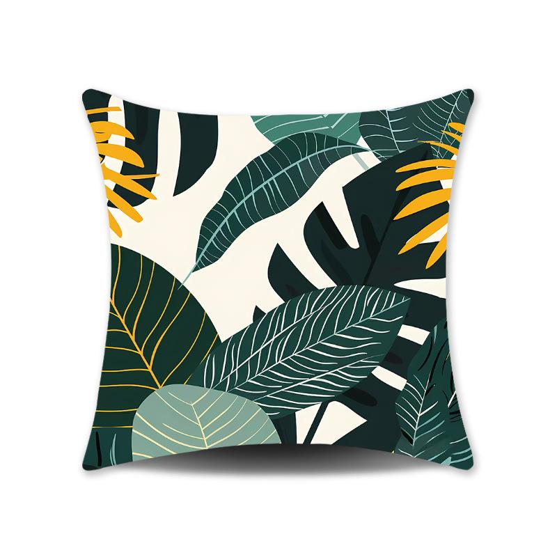 New Nap Pillow Green Leaves Sofa Plush Pillow Cover Home Bedroom Sofa Summer Pillow Cover