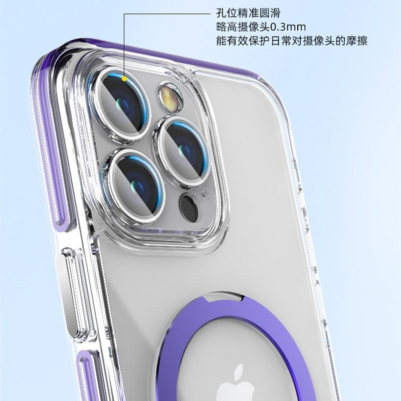 Magnetic Phone Case With Stand IPhone 16 Pro Max 15 Clear Dual Layer Lens Film Shockproof