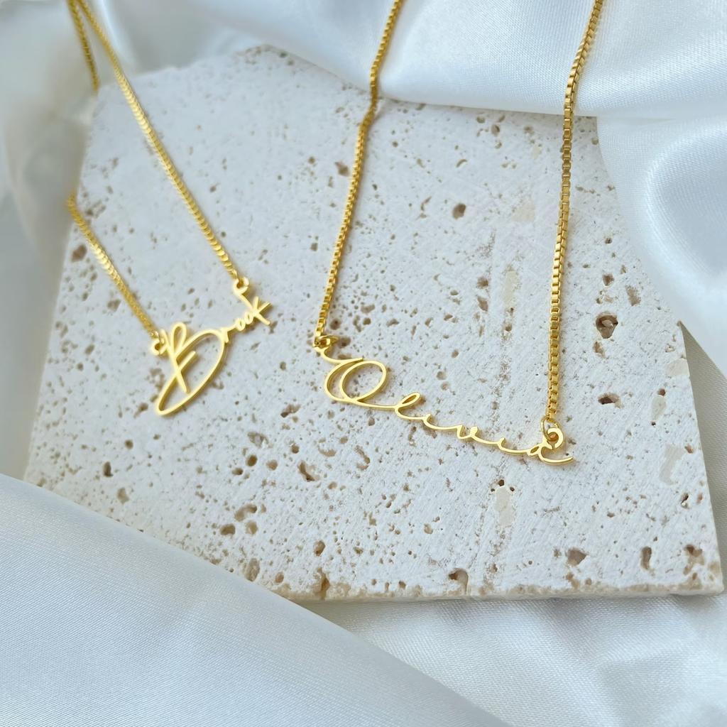 Personalised Gold Necklace with Box Chain Custom Necklace Handmade Jewelry Personalised Birthday Gift for Her Mom