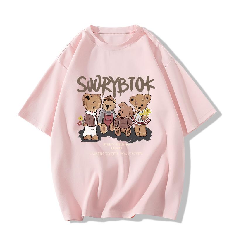 Letnia Moda Okrągły Dekolt Harajuku Y2K Luźny Casualowy Bawełniany T-shirt Damski Vintage Nadruk Pulower Topy