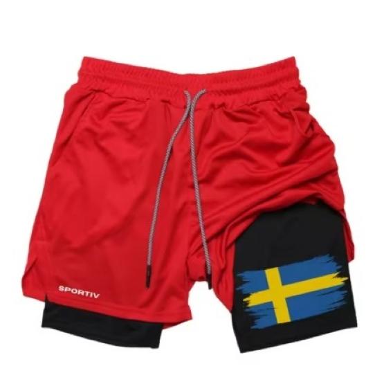 Sweden Flag Camouflage Muay Thai Kick Boxing Shorts Men Women Unisex Casual Sportswear Double Layer Quick Dry Training Sport Gym Fitness Workout