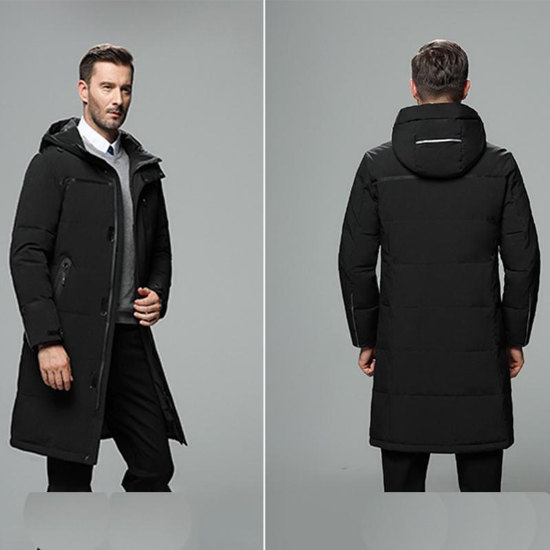 Down Mens Long Winter Jacket Over The Knee Cotton Jacket Thick Down Cotton Jacket Casual Long Jacket