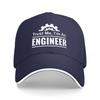 Trust Me Im An Engineer Gear Logo Baseball Cap Black and White Design for Engineering Enthusiasts and Professionals