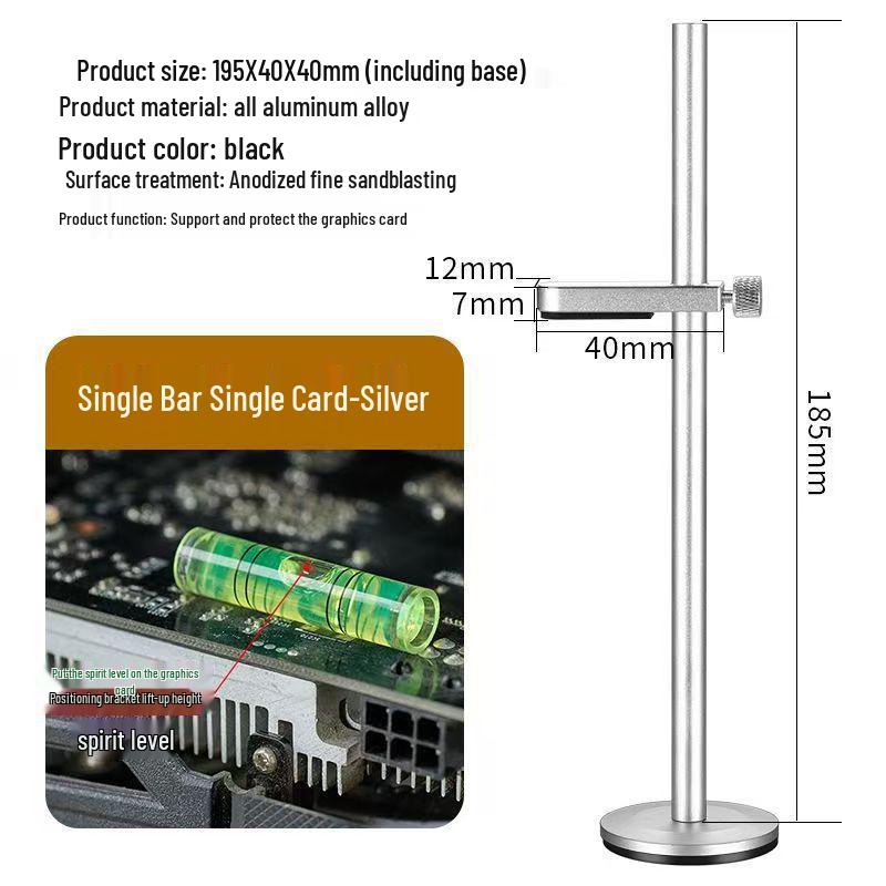 Bingman GP-Z ARGB Magnetic Graphics Card Holder - Aluminum Vertical Mount Support for Desktop Cases