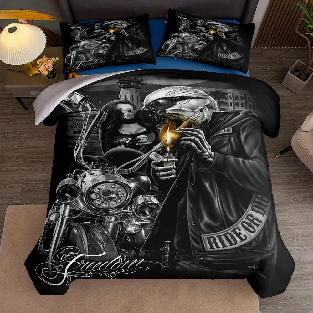 

Ghost Motorcycle Raider and Queen Bedding Set without sheet King Queen Double Full Twin Single Size Bed Linen Set 140x210cm