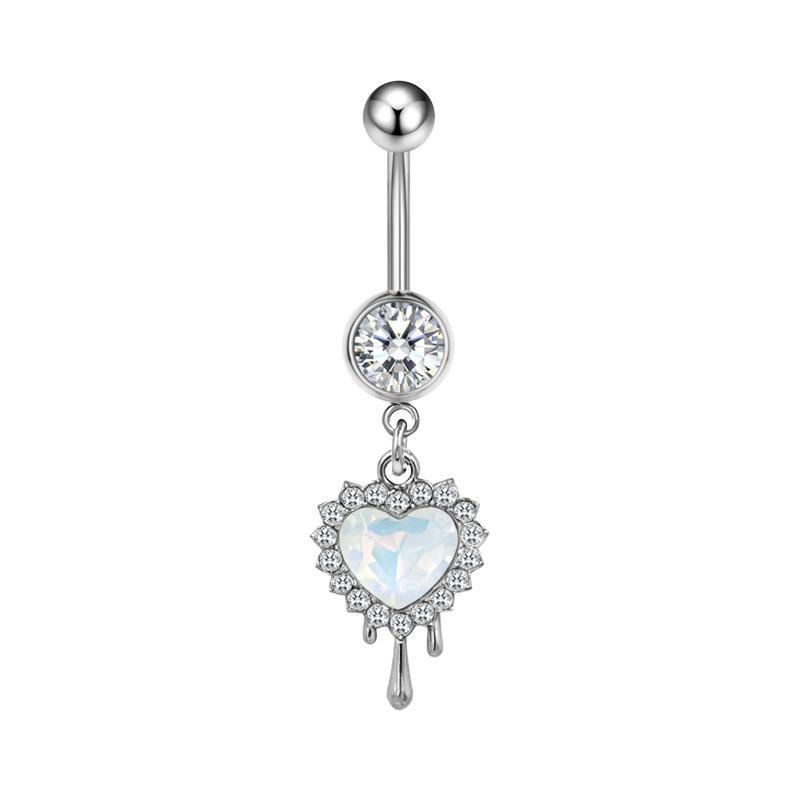 Simple Fashion Zircon Navel Ring Lady's Personalized Piercing Jewelry Heart Shaped Belly Button Ring Accessories