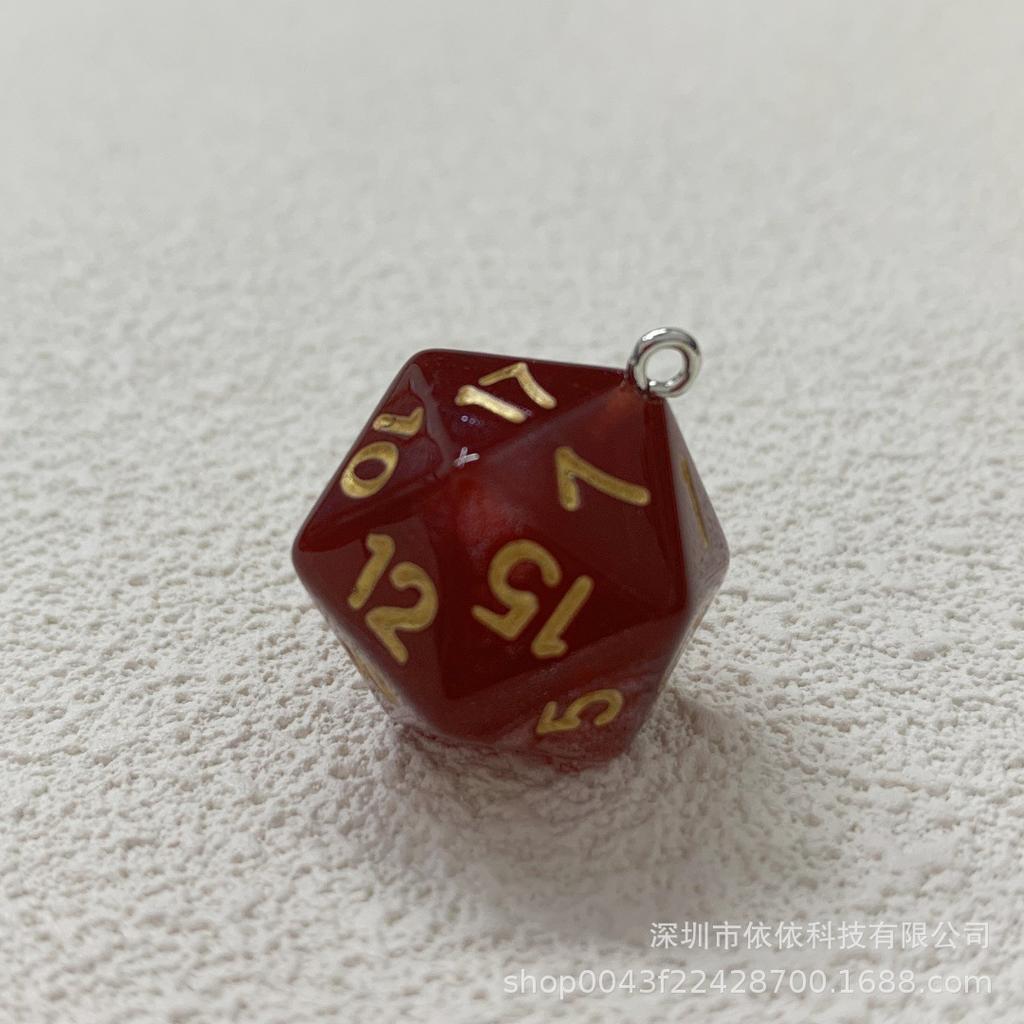 Manufacturer's real shot 20-sided sieve dice transparent solid color multi-sided dice bag pendant earrings keychain DIY accessories