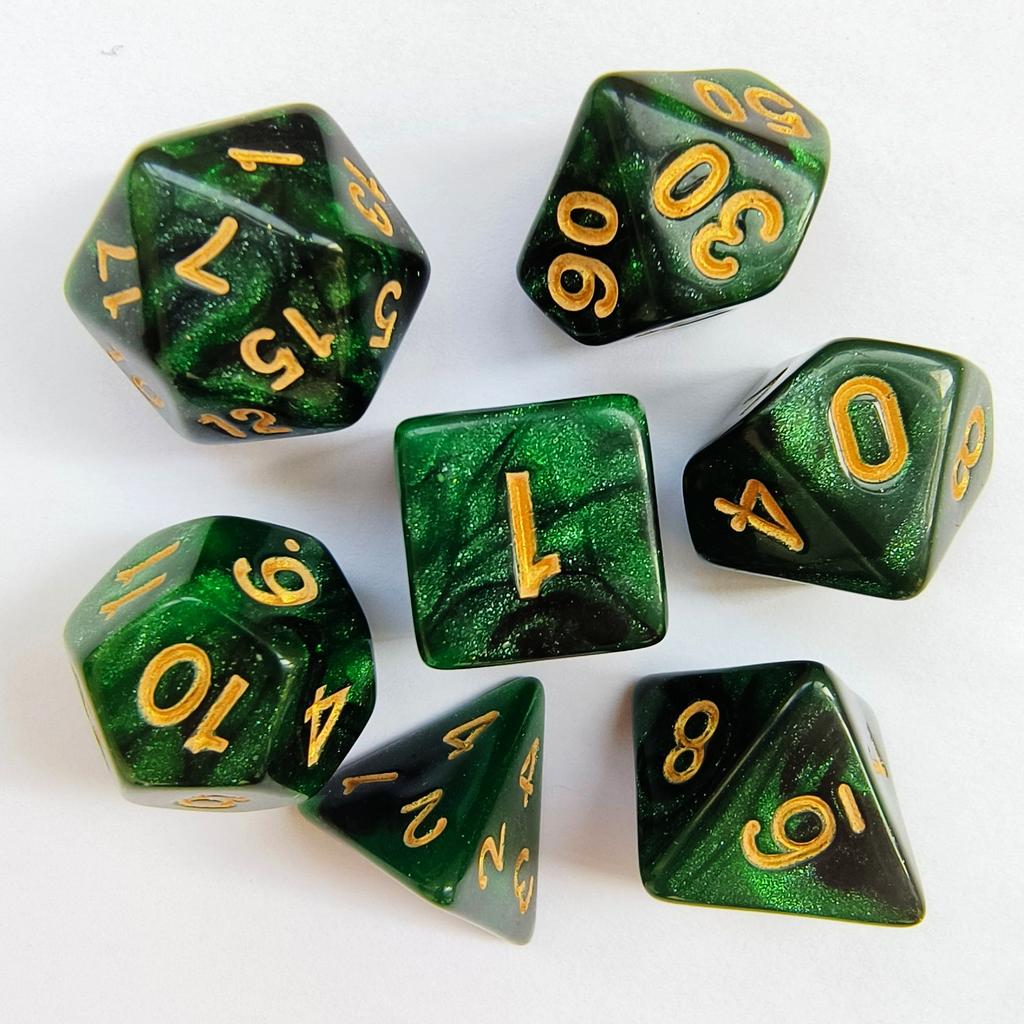 Mixed Color Glitter Dnd Dice Polyhedron Dice Set 7-Piece D4 D6 D8 D10 D10% D12 D20 For Rpg Role Playing Game Math Teaching