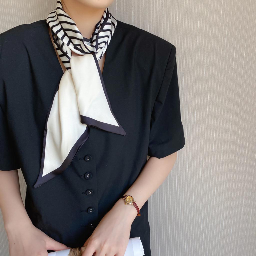 Fashion Neckerchief Skinny Hair Bands Women Silk Scarfs Long Headbands Bag Scarves 14x145cm Print Hairband Neck Scarf For Ladies