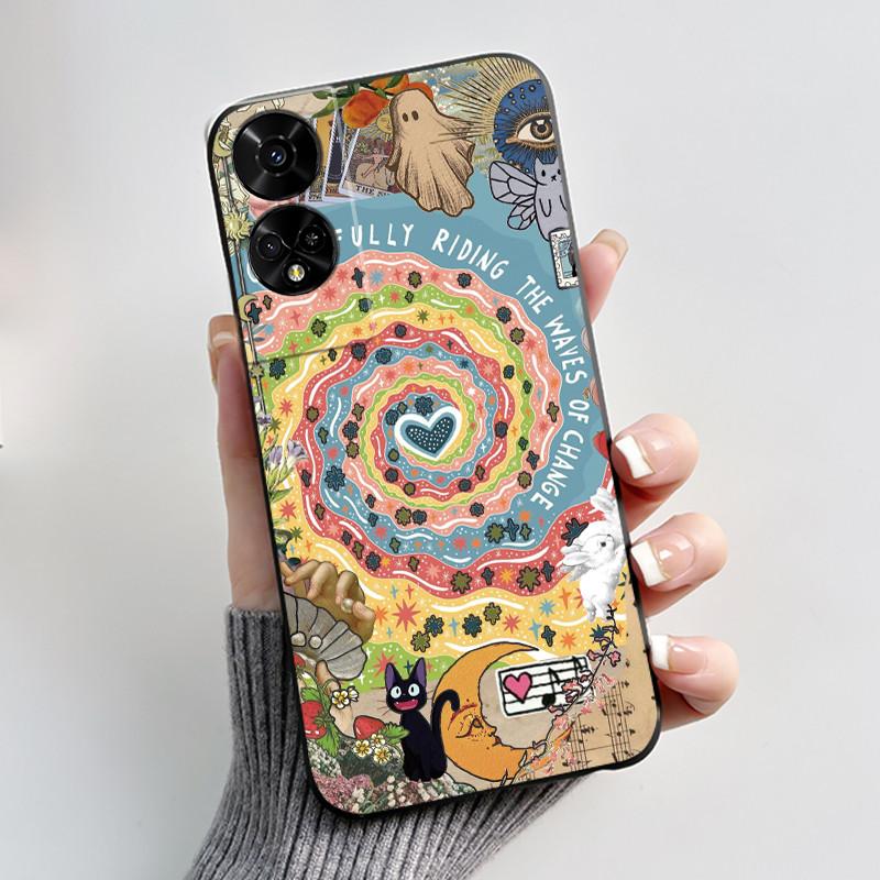 For TCL 50 5G T613K Case Cute Cat Cartoon Astronaut Black Silicone Soft Phone Cover for TCL 50 XE NxtPaper TCL50 50XE 5G Bumper