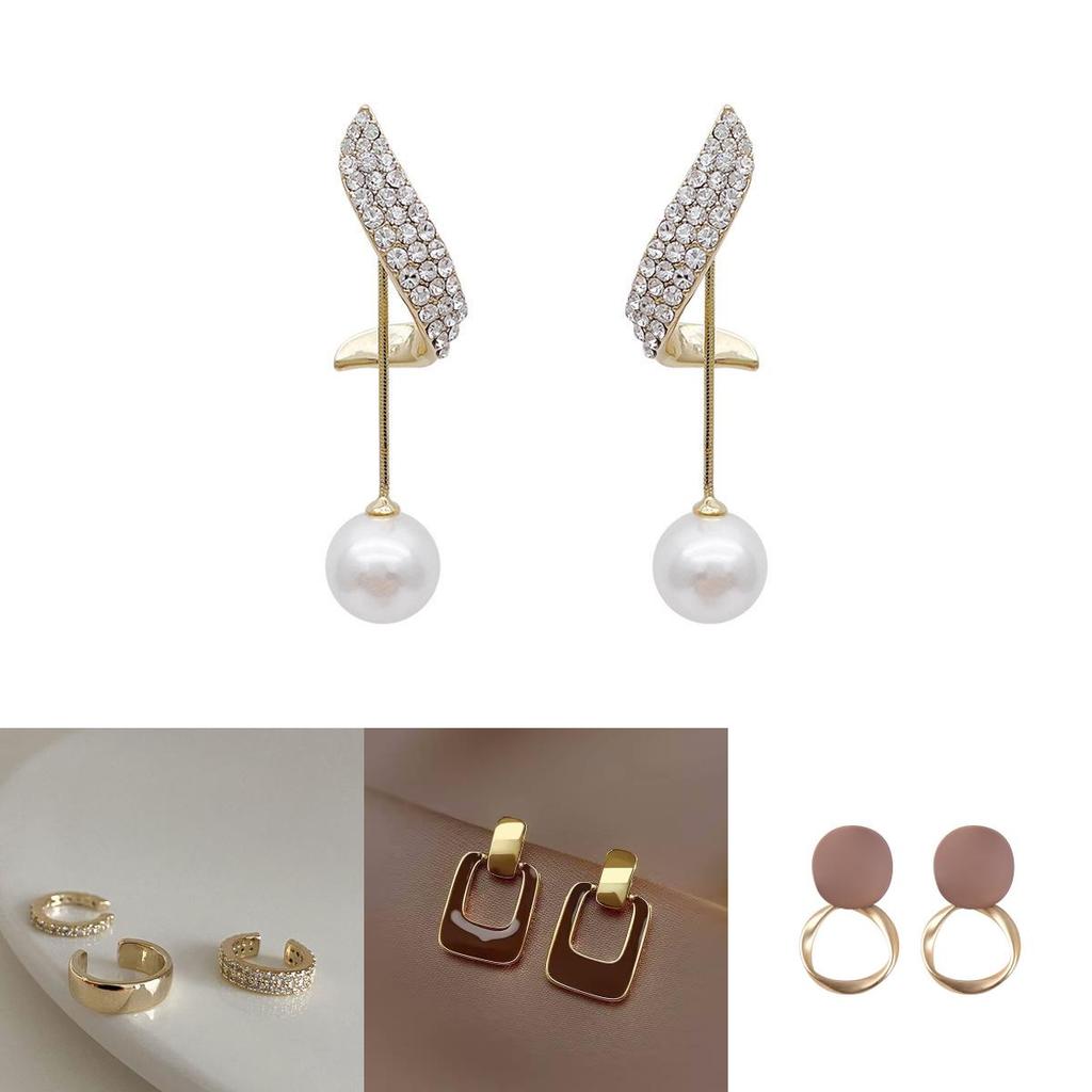 Boucles d'oreilles de style coréen avec des accents classiques en métal et en perle pour femmes